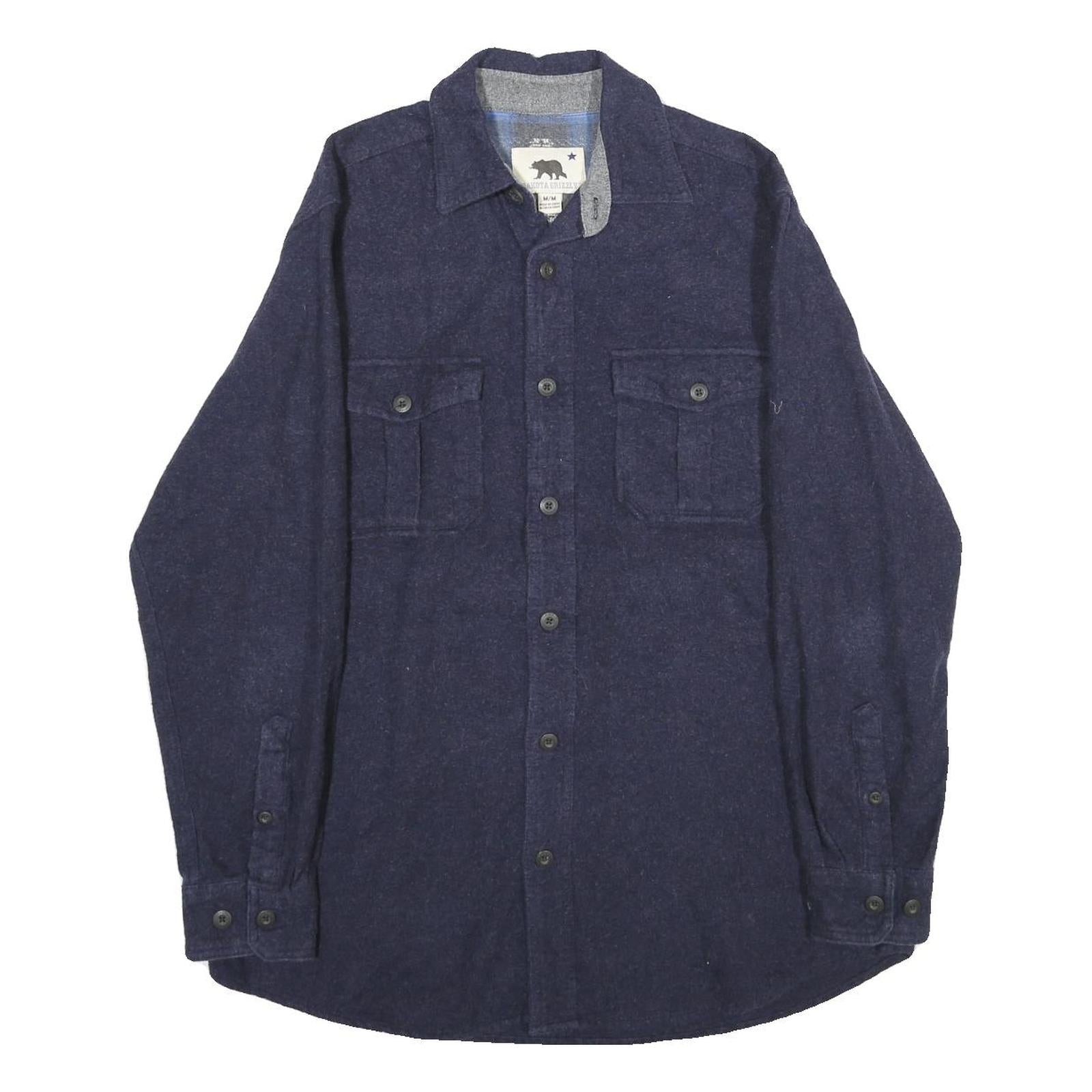 DAKOTA GRIZZLY Mens Navy Cotton Shirt M Casual Button-Up Long Sleeve Classic