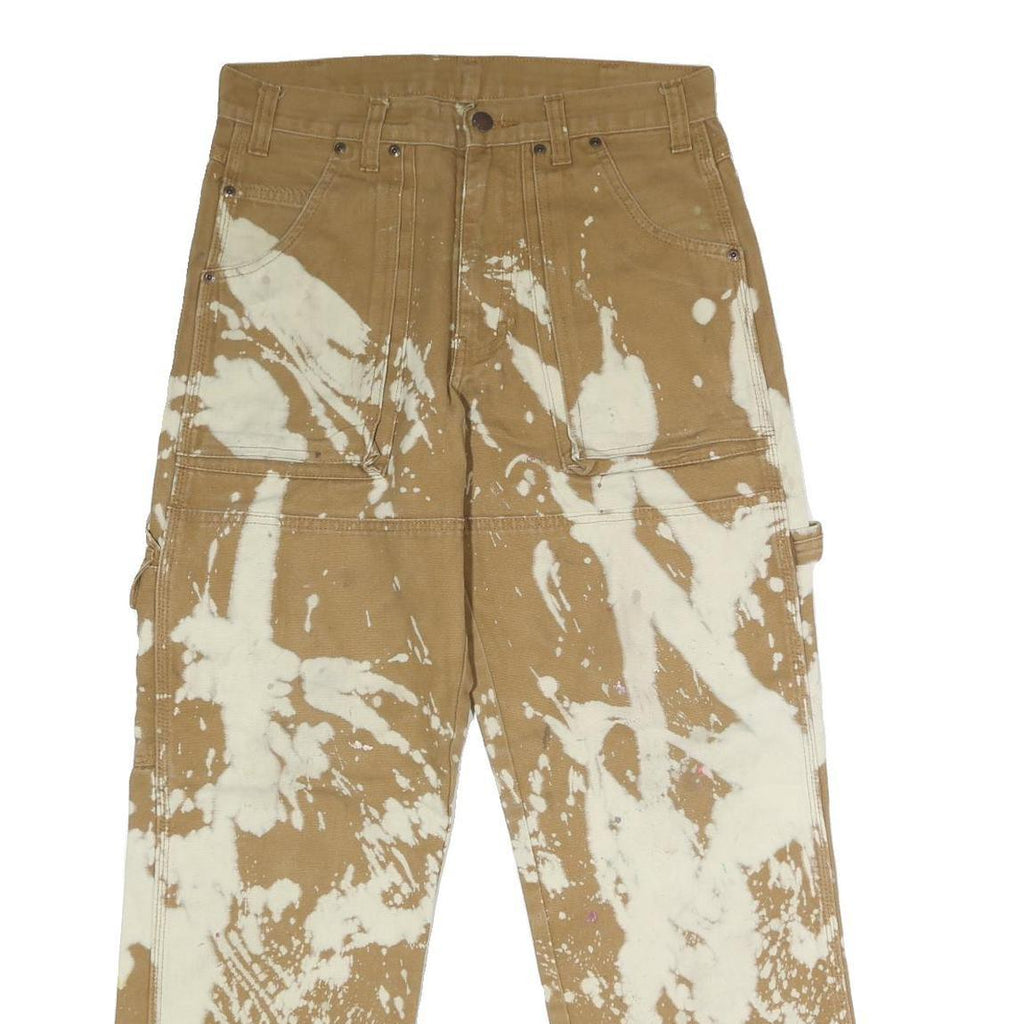DICKIES Mens Jeans Beige Regular Straight Denim Raw W32 L29 Paint Splatter