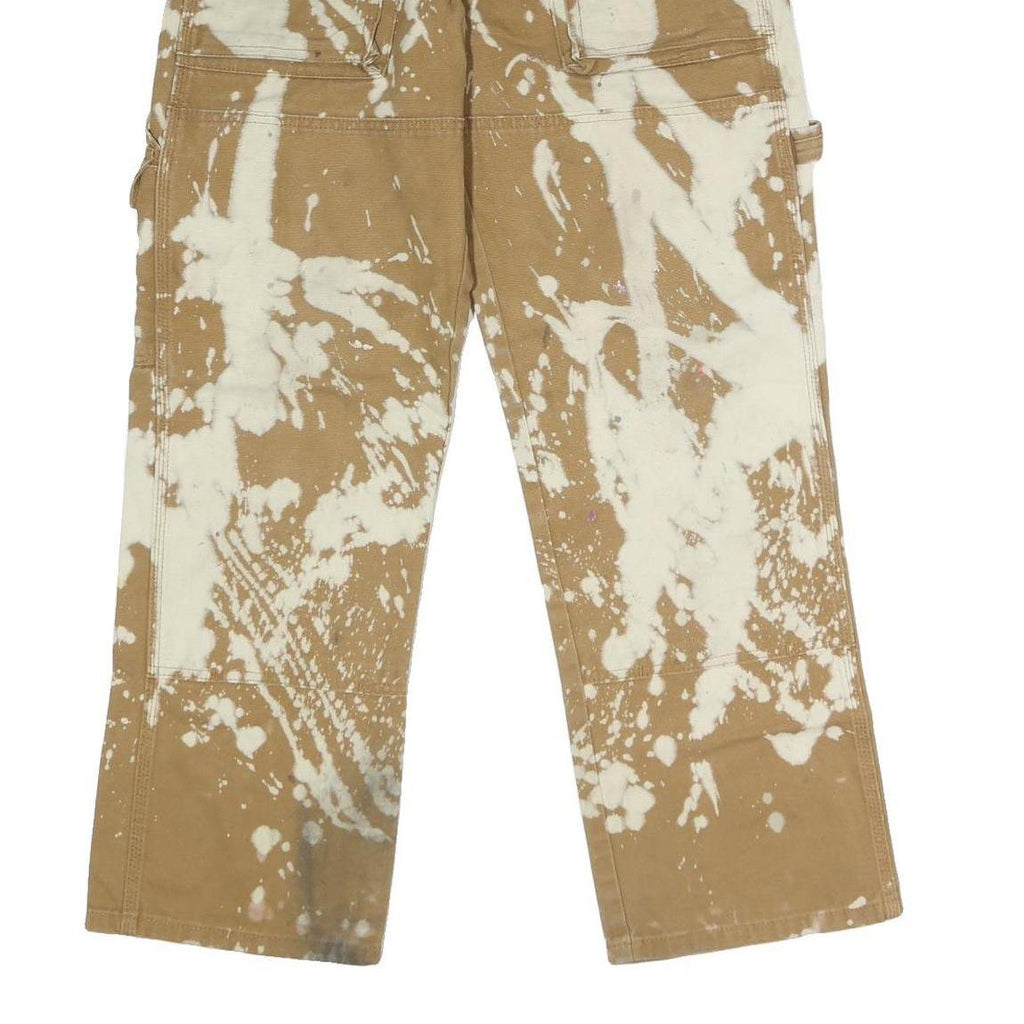 DICKIES Mens Jeans Beige Regular Straight Denim Raw W32 L29 Paint Splatter