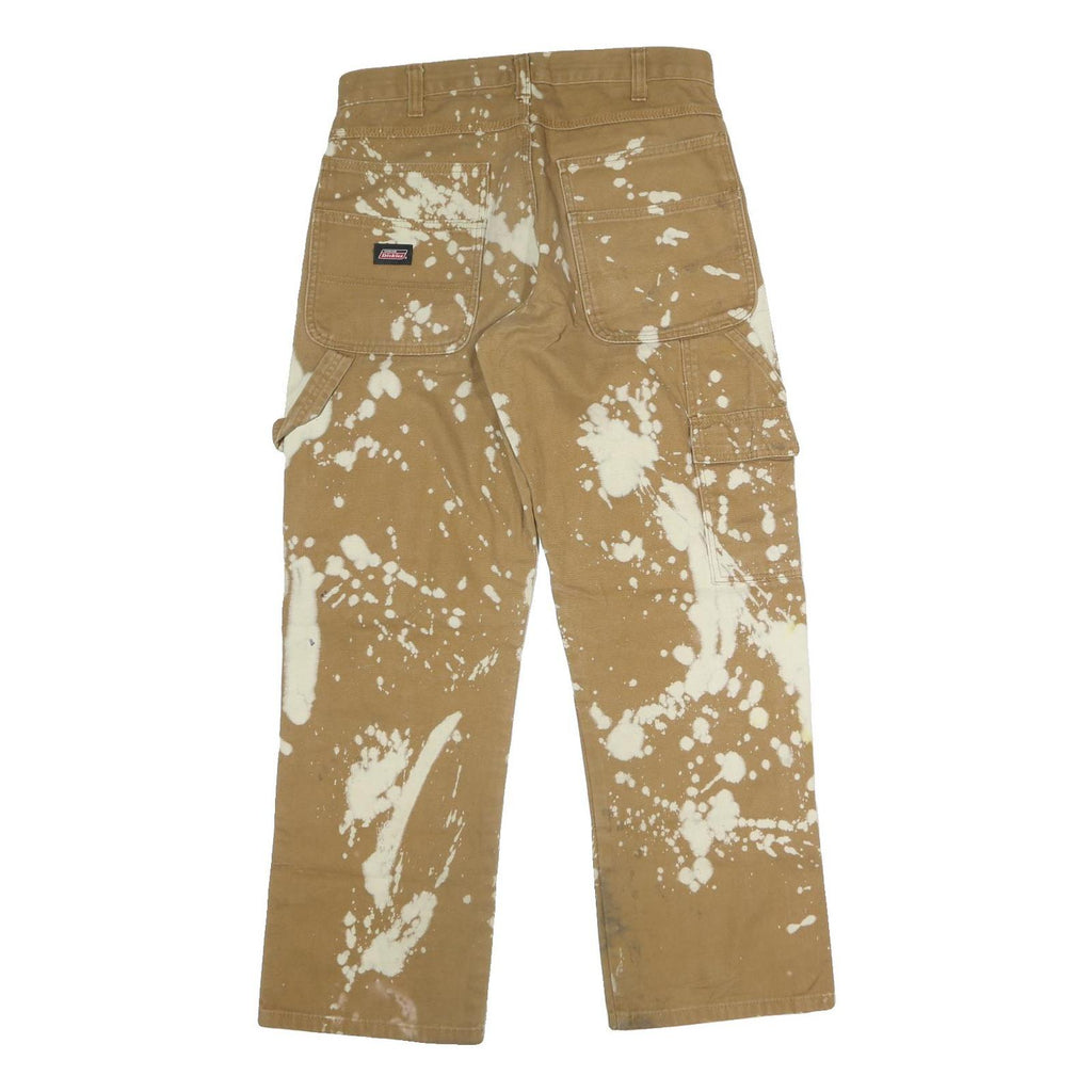DICKIES Mens Jeans Beige Regular Straight Denim Raw W32 L29 Paint Splatter