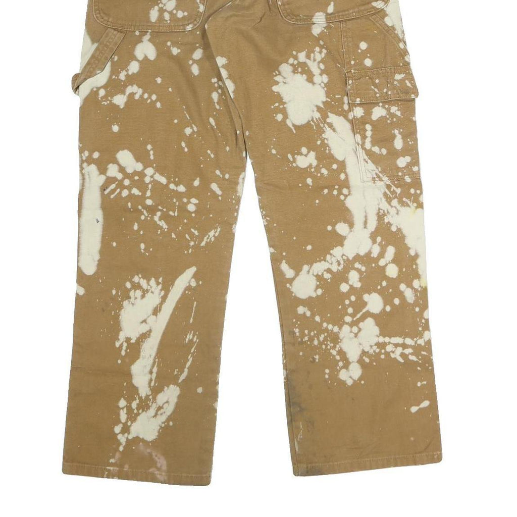 DICKIES Mens Jeans Beige Regular Straight Denim Raw W32 L29 Paint Splatter