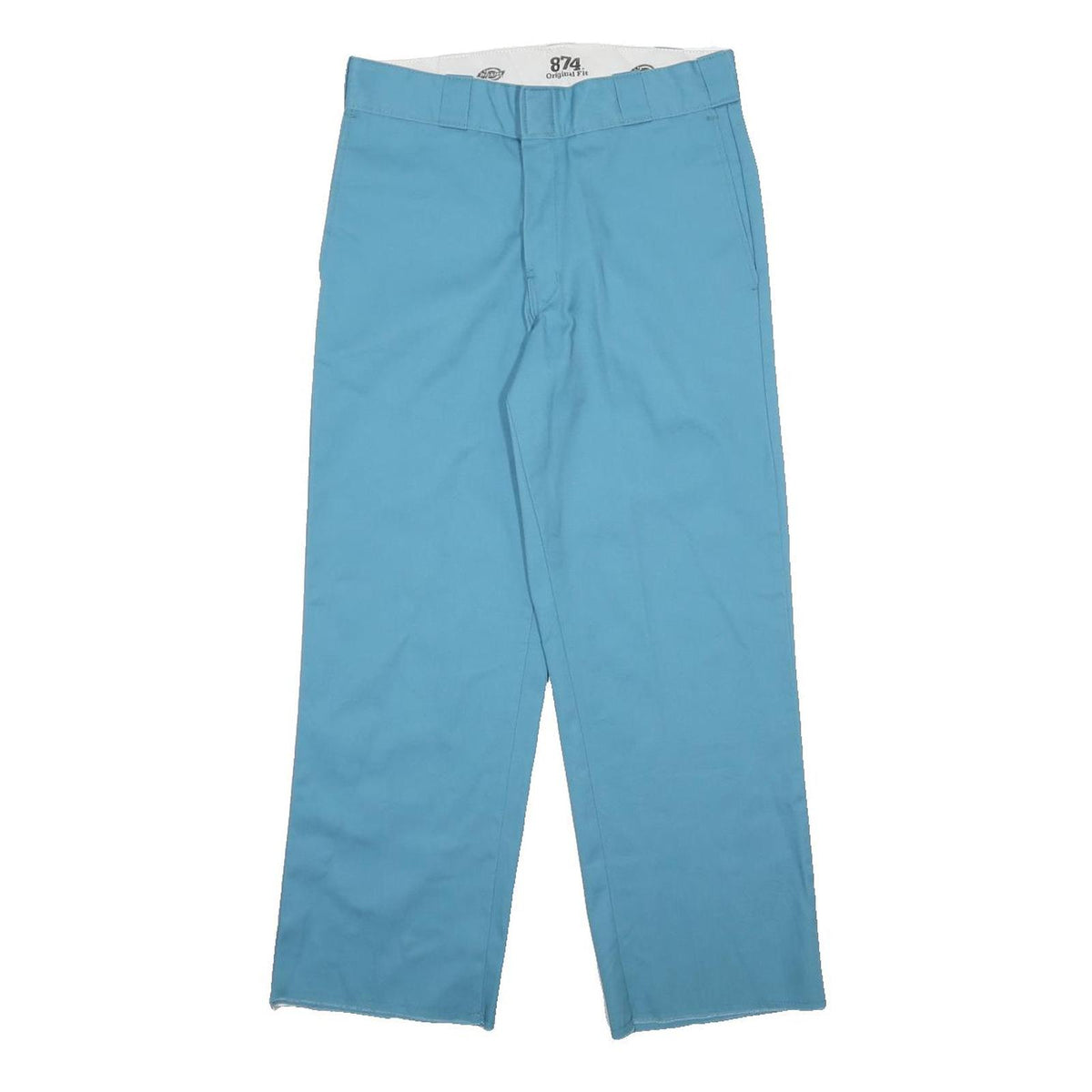 DICKIES Mens Cotton Blend Blue Regular Fit Straight Leg Trousers W30 L26
