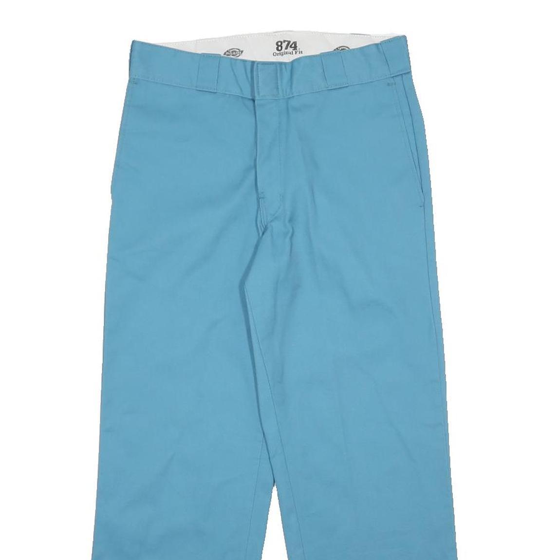 DICKIES Mens Cotton Blend Blue Regular Fit Straight Leg Trousers W30 L26