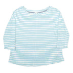 WHITE STUFF Womens Blue & White Striped Basic Top 3/4 Sleeve Round Neck UK 10