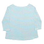 WHITE STUFF Womens Blue & White Striped Basic Top 3/4 Sleeve Round Neck UK 10