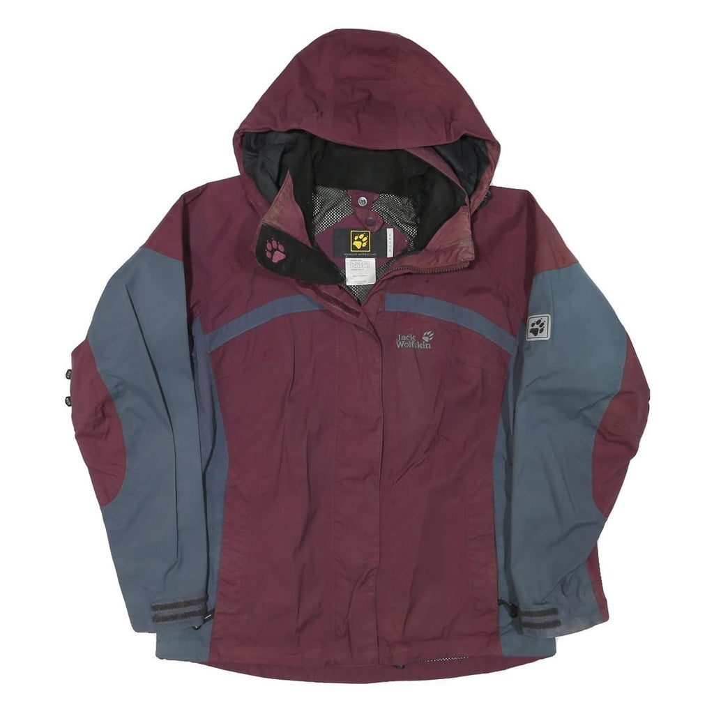 JACK WOLFSKIN Womens Maroon & Blue Outdoor Jacket UK 12 Polyester Blend Zip