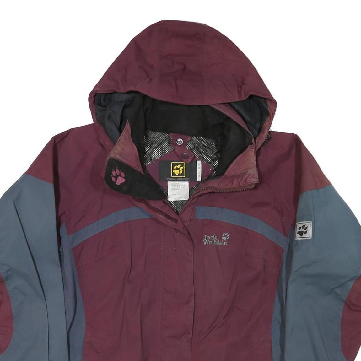 JACK WOLFSKIN Womens Maroon & Blue Outdoor Jacket UK 12 Polyester Blend Zip