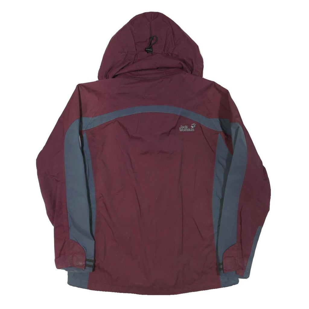 JACK WOLFSKIN Womens Maroon & Blue Outdoor Jacket UK 12 Polyester Blend Zip