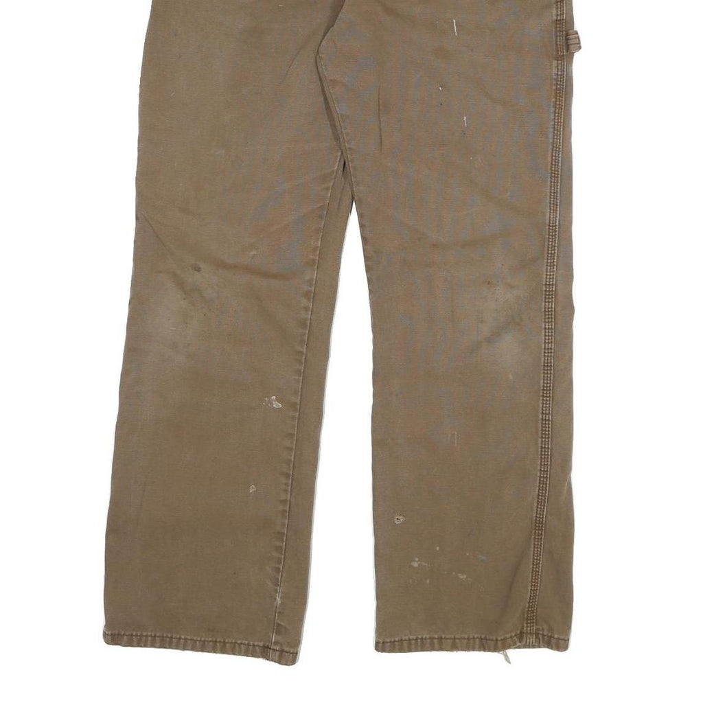 DICKIES Mens Cotton Blend Brown Regular Straight Trousers W32 L30 Workwear