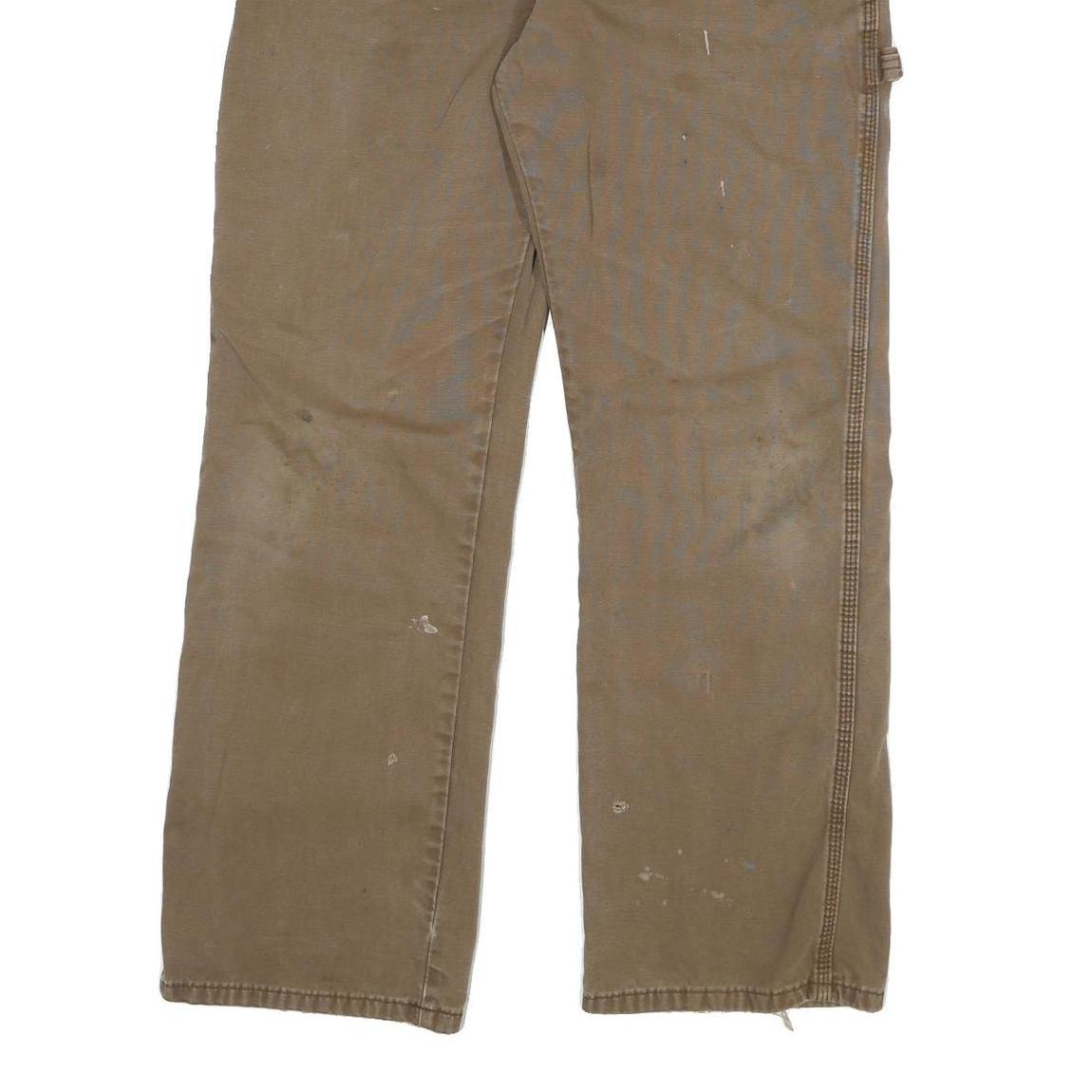 DICKIES Mens Cotton Blend Brown Regular Straight Trousers W32 L30 Workwear