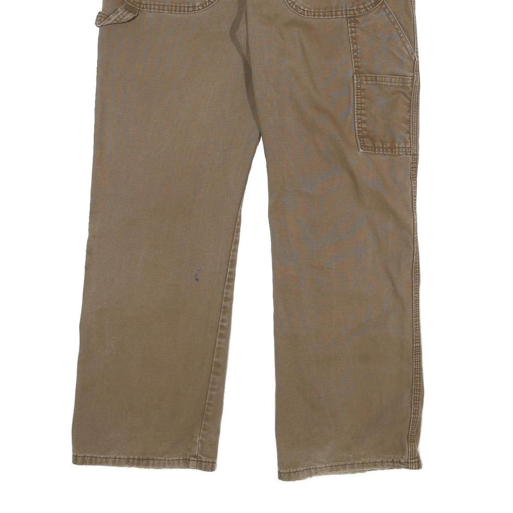 DICKIES Mens Cotton Blend Brown Regular Straight Trousers W32 L30 Workwear