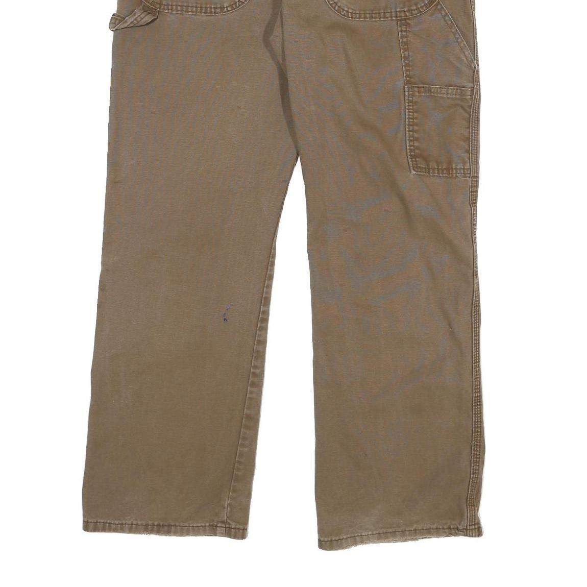 DICKIES Mens Cotton Blend Brown Regular Straight Trousers W32 L30 Workwear