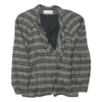 BLACKY DRESS Womens Black Grey Check Jacket M Linen Blend Button Closure Classic