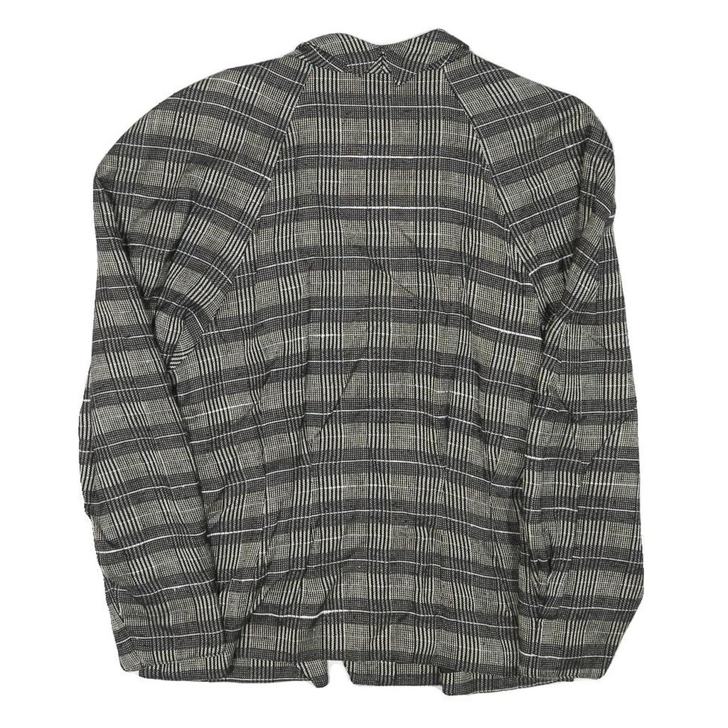 BLACKY DRESS Womens Black Grey Check Jacket M Linen Blend Button Closure Classic