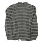 BLACKY DRESS Womens Black Grey Check Jacket M Linen Blend Button Closure Classic