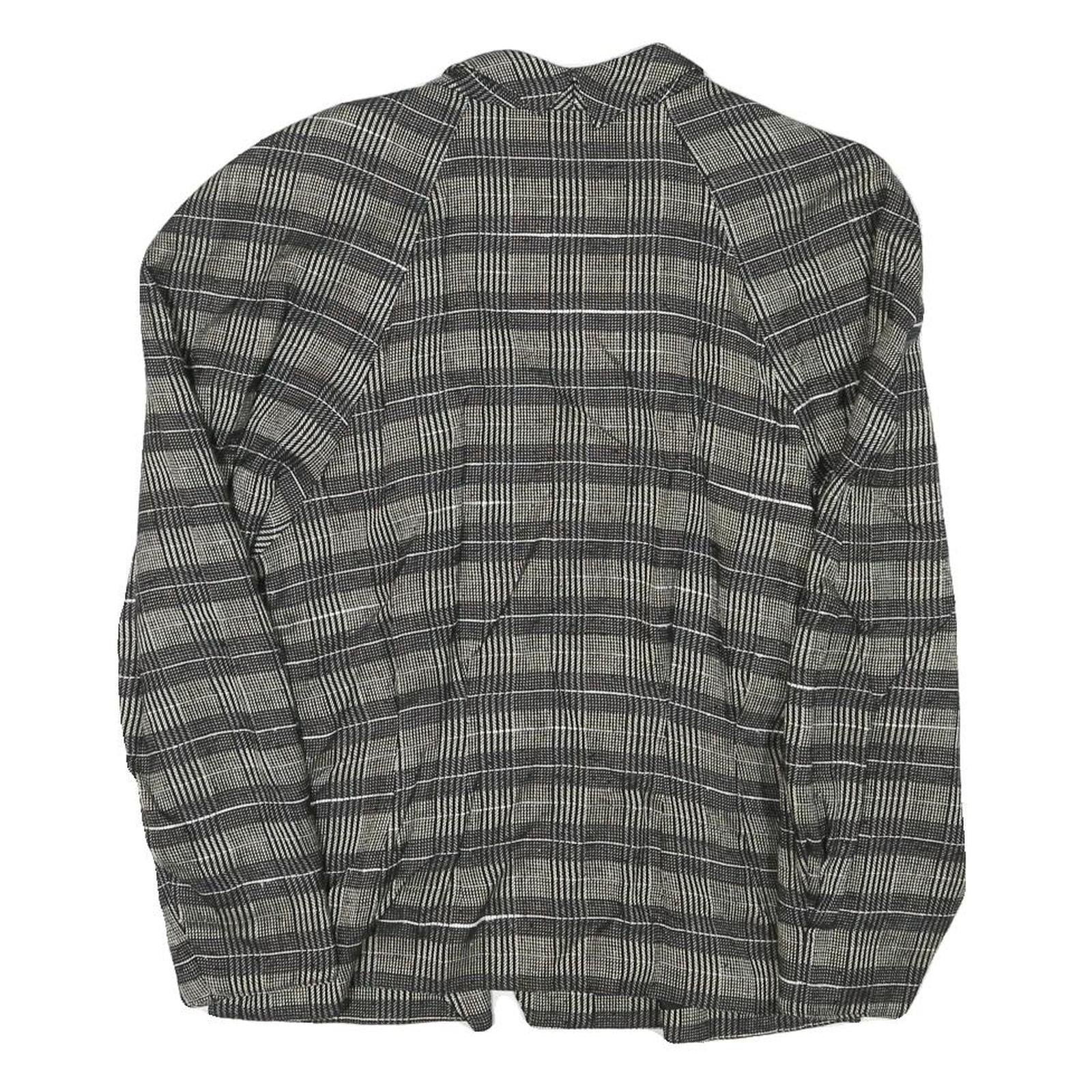 BLACKY DRESS Womens Black Grey Check Jacket M Linen Blend Button Closure Classic