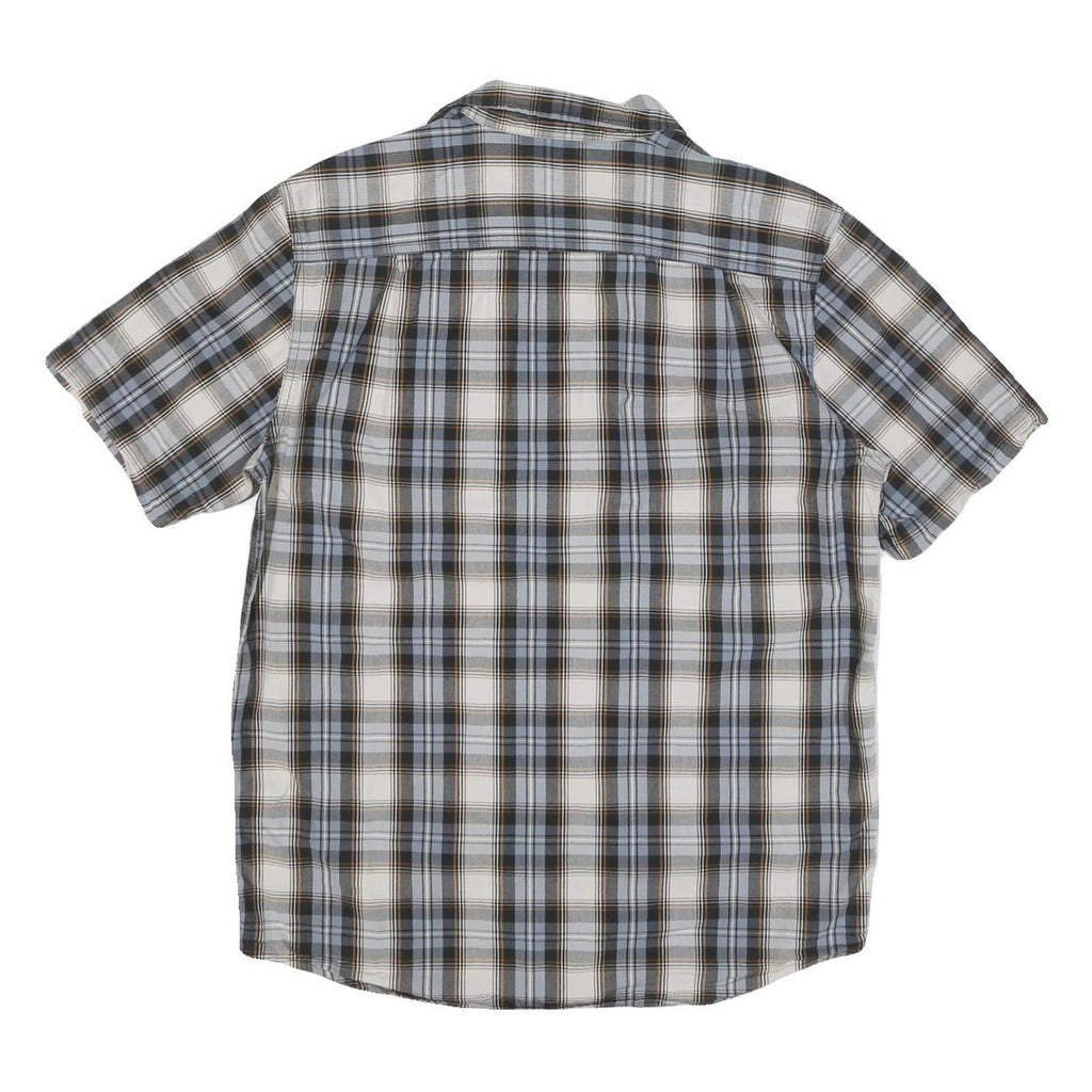 CARHARTT Mens Blue Beige Plaid Shirt M Cotton Blend Short Sleeve Casual