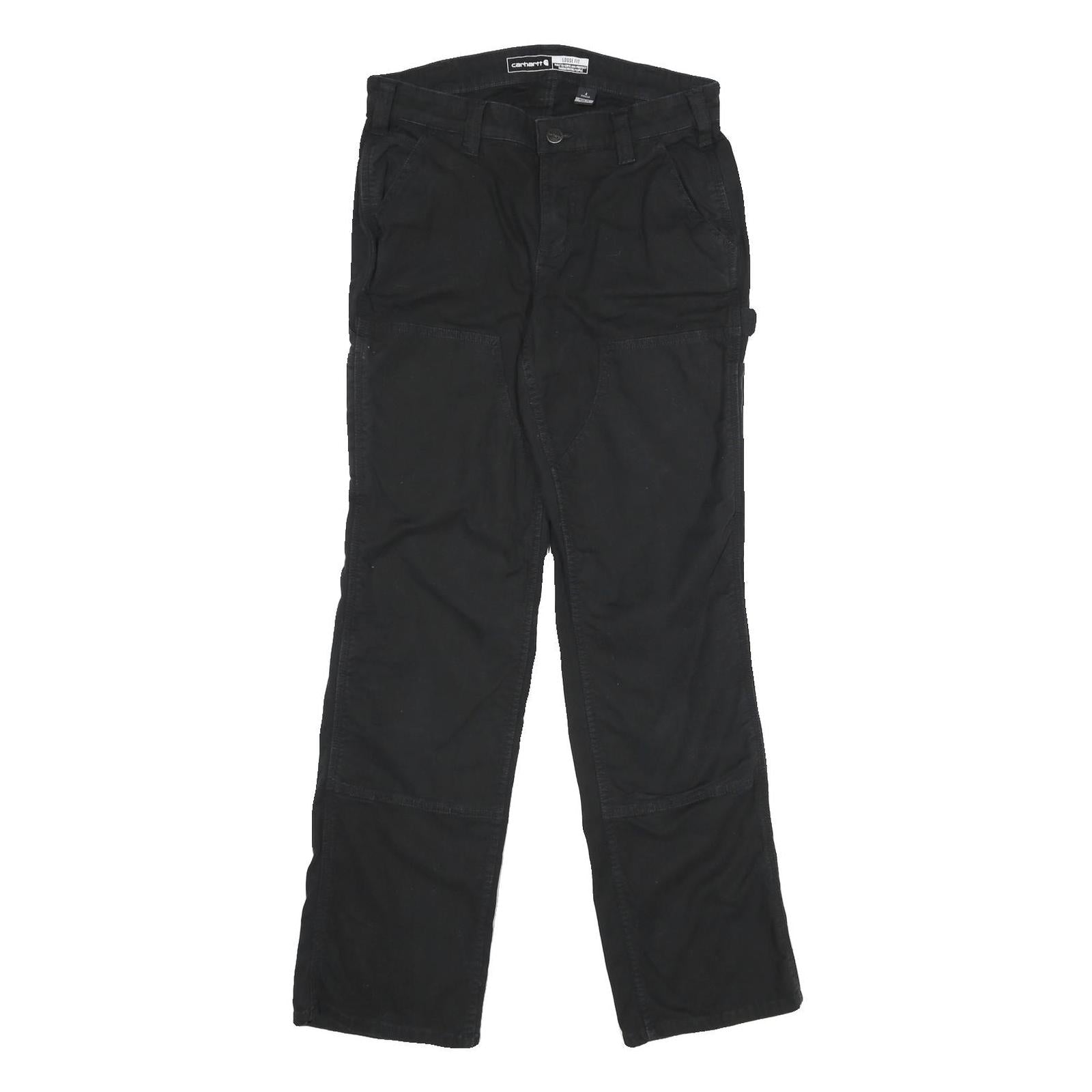 CARHARTT Womens Black Cotton Blend Loose Fit Straight Leg Trousers W30 L32