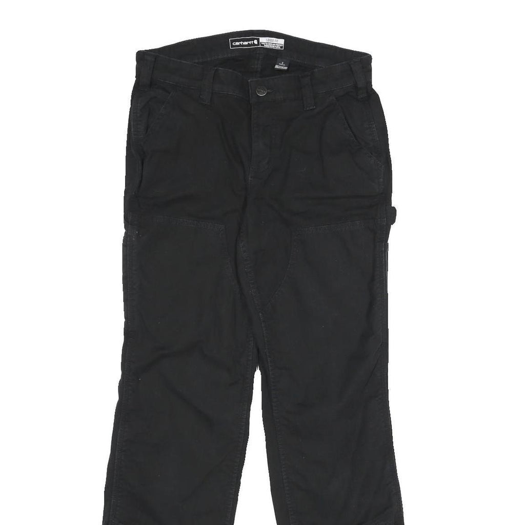 CARHARTT Womens Black Cotton Blend Loose Fit Straight Leg Trousers W30 L32