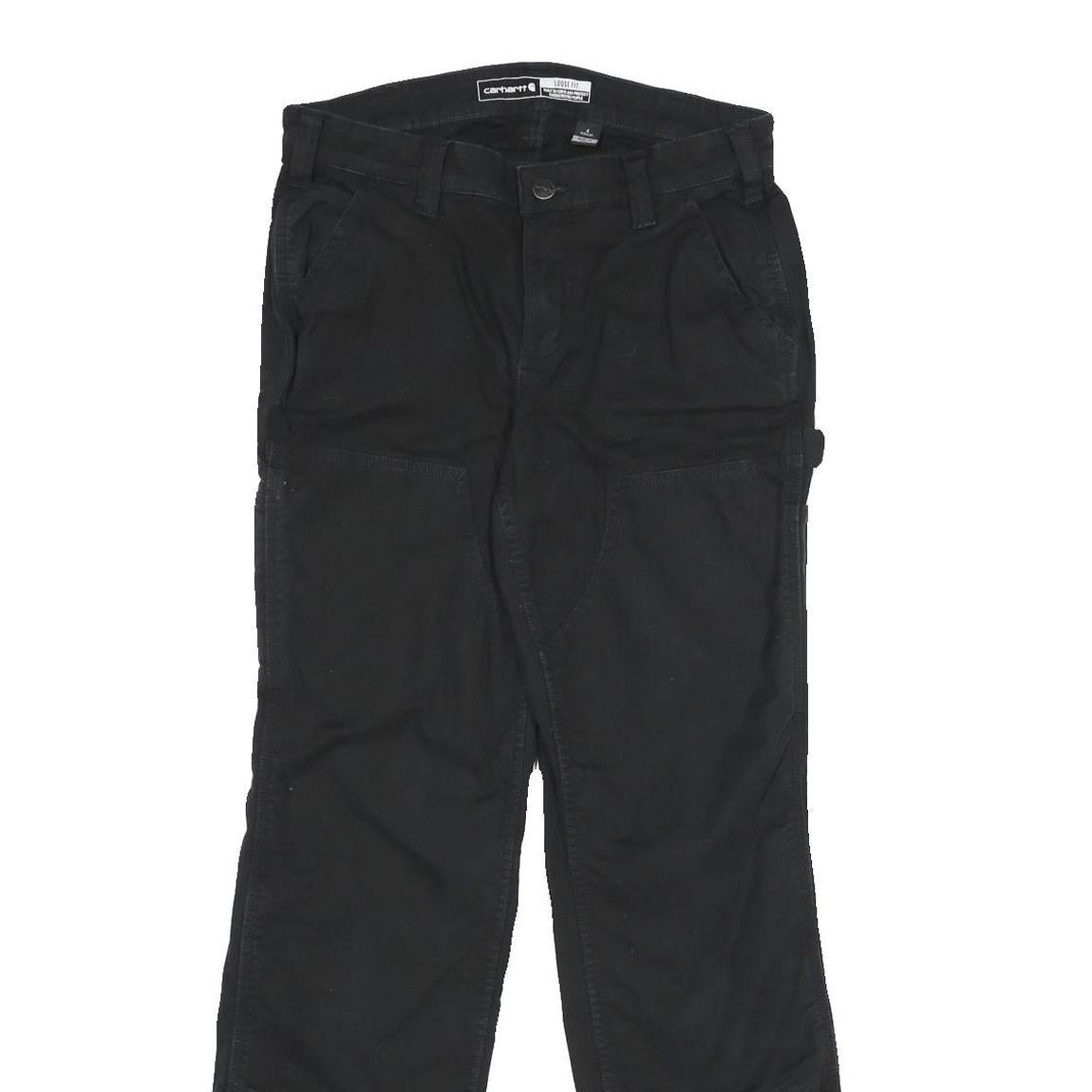 CARHARTT Womens Black Cotton Blend Loose Fit Straight Leg Trousers W30 L32