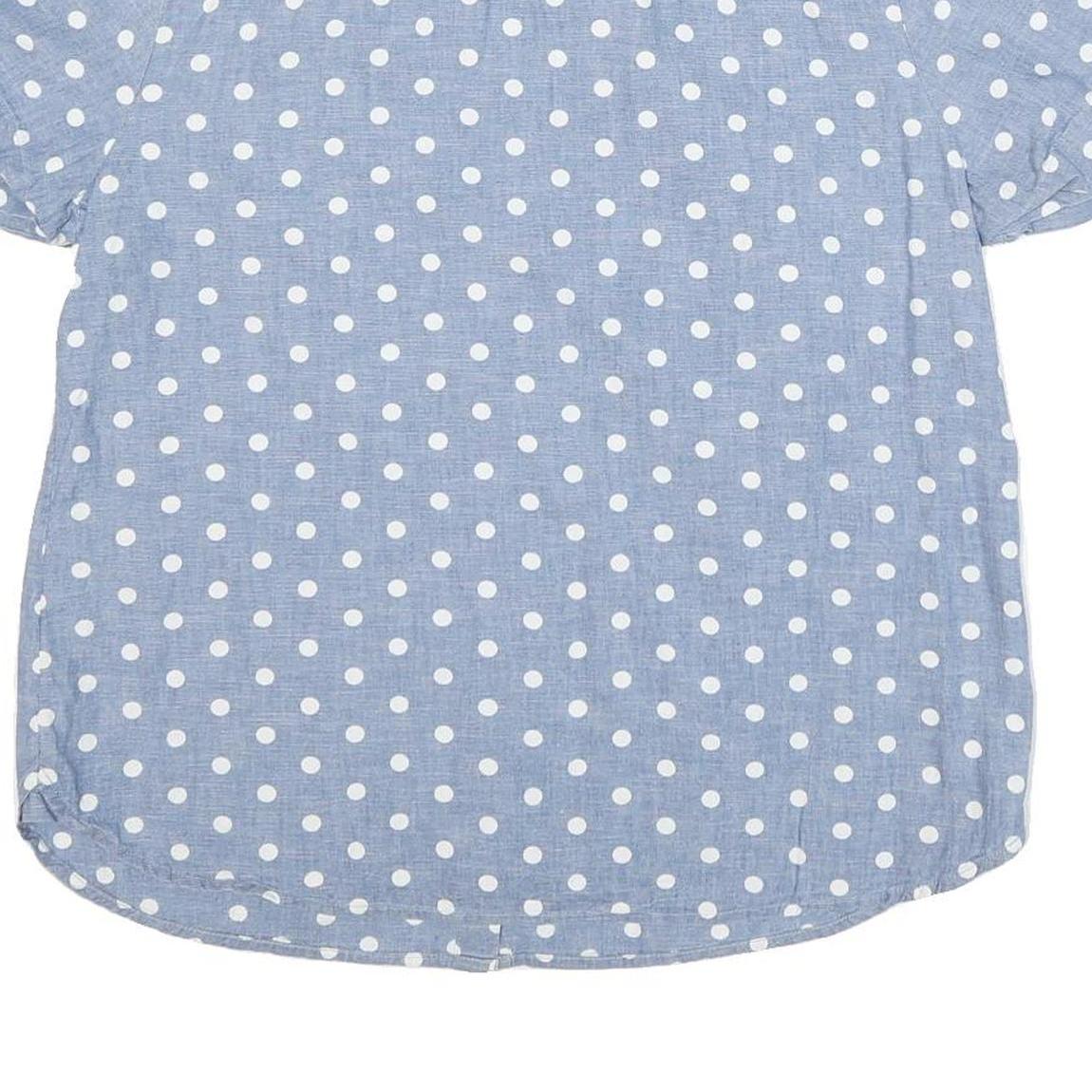 TOMMY HILFIGER Womens Blue & White Polka Dot Shirt XL Cotton Blend Summer Casual
