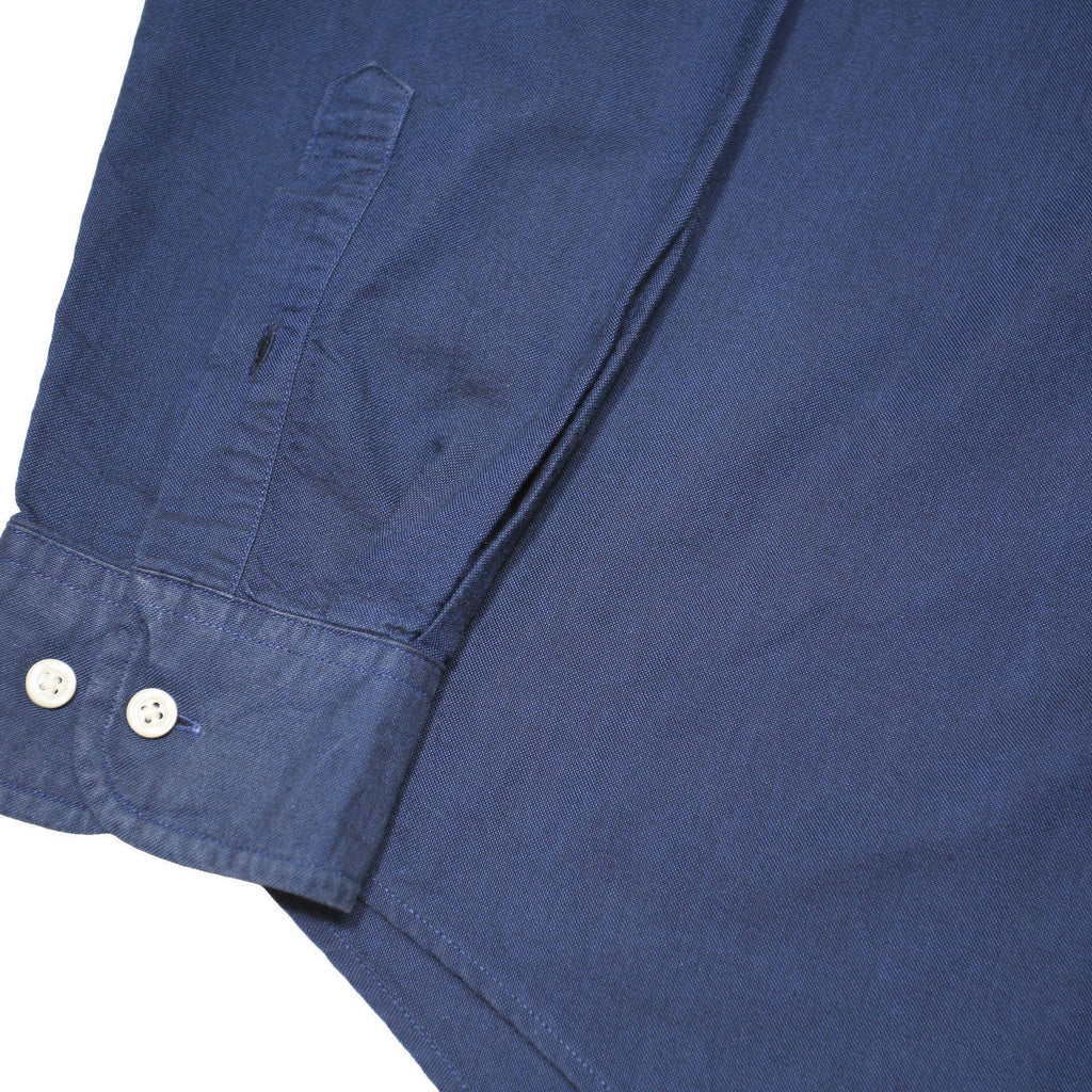 TOMMY HILFIGER Mens Blue Plain Cotton Blend Shirt L Classic Button Down Casual