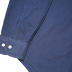 TOMMY HILFIGER Mens Blue Plain Cotton Blend Shirt L Classic Button Down Casual
