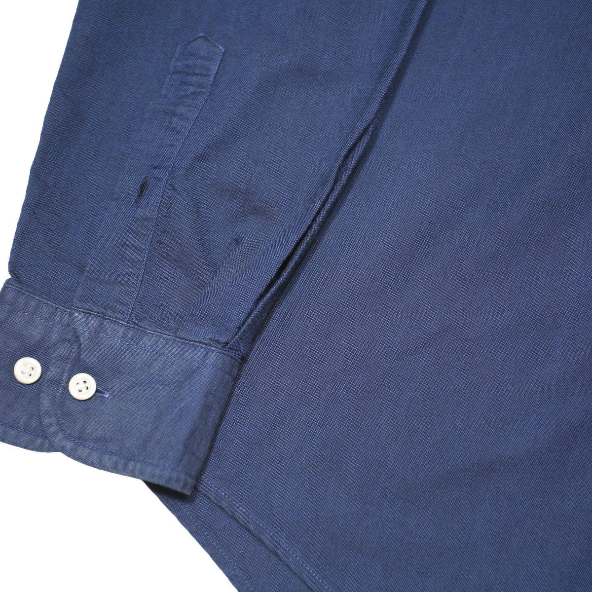 TOMMY HILFIGER Mens Blue Plain Cotton Blend Shirt L Classic Button Down Casual