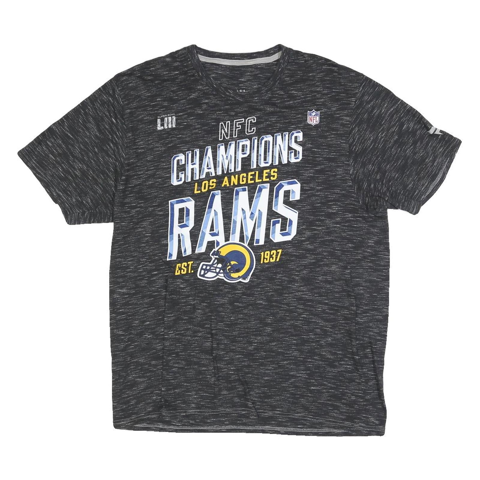 FANATICS Mens Black Los Angeles Rams Graphic T-Shirt L Short Sleeve Crew Neck