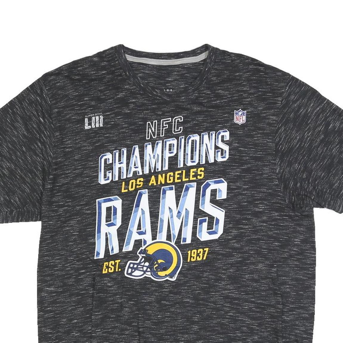 FANATICS Mens Black Los Angeles Rams Graphic T-Shirt L Short Sleeve Crew Neck