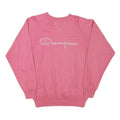 CHAMPION Womens Pink Cotton Blend Crew Neck S Sweatshirt Logo Script