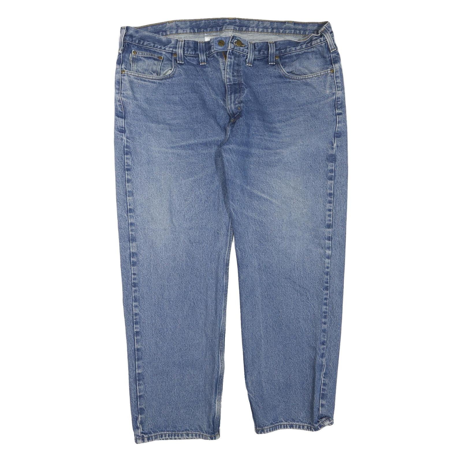 CARHARTT Womens Regular Fit Blue Denim Jeans W44 L30 Cotton Blend Zip