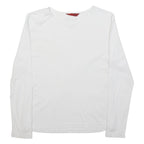 LEE COOPER Womens White Plain Long Sleeve Crew Neck Shirt S Cotton Blend