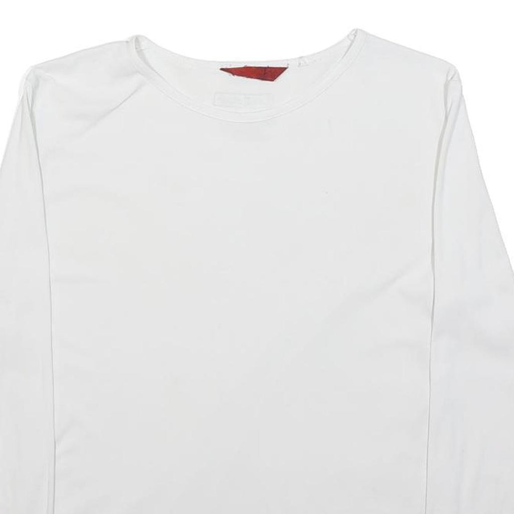 LEE COOPER Womens White Plain Long Sleeve Crew Neck Shirt S Cotton Blend