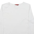 LEE COOPER Womens White Plain Long Sleeve Crew Neck Shirt S Cotton Blend