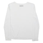 LEE COOPER Womens White Plain Long Sleeve Crew Neck Shirt S Cotton Blend