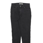 LEVI'S 721 Womens Jeans Black Slim Skinny Denim W26 L26 Raw Hem Zip