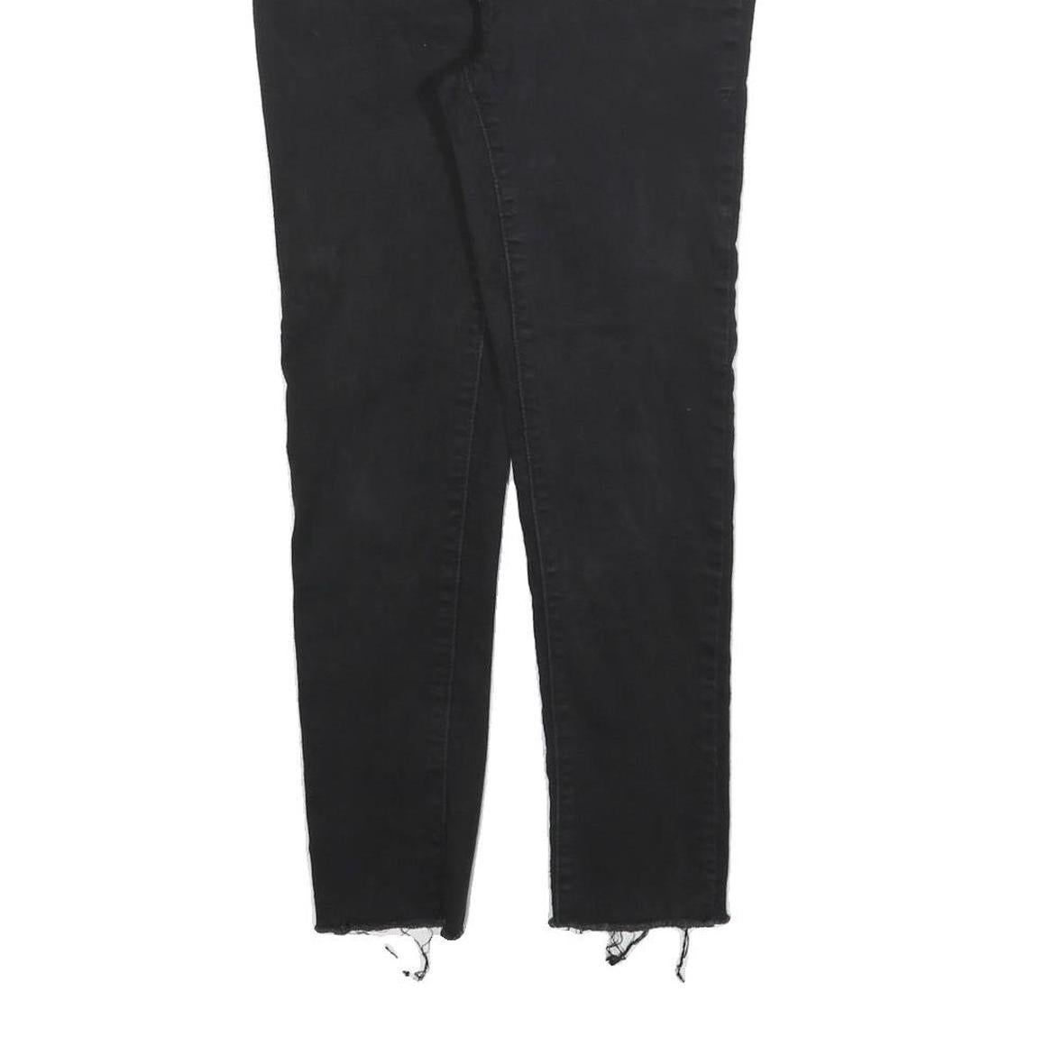 LEVI'S 721 Womens Jeans Black Slim Skinny Denim W26 L26 Raw Hem Zip