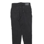 LEVI'S 721 Womens Jeans Black Slim Skinny Denim W26 L26 Raw Hem Zip