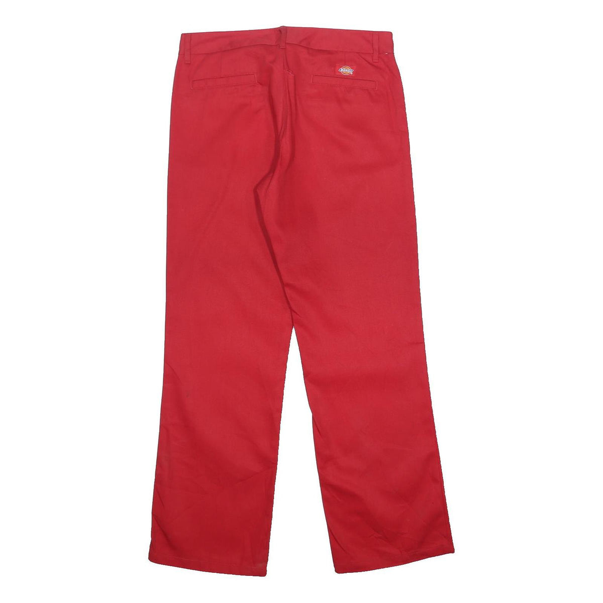 DICKIES Womens Red Regular Straight Trousers W33 L30 Cotton Blend Zip