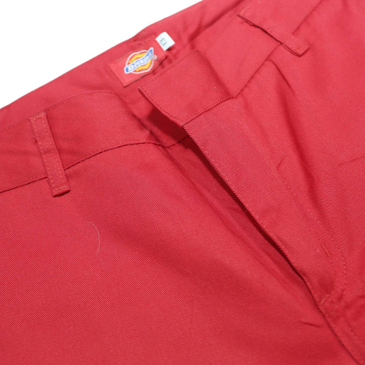 DICKIES Womens Red Regular Straight Trousers W33 L30 Cotton Blend Zip
