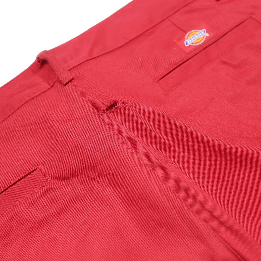 DICKIES Womens Red Regular Straight Trousers W33 L30 Cotton Blend Zip