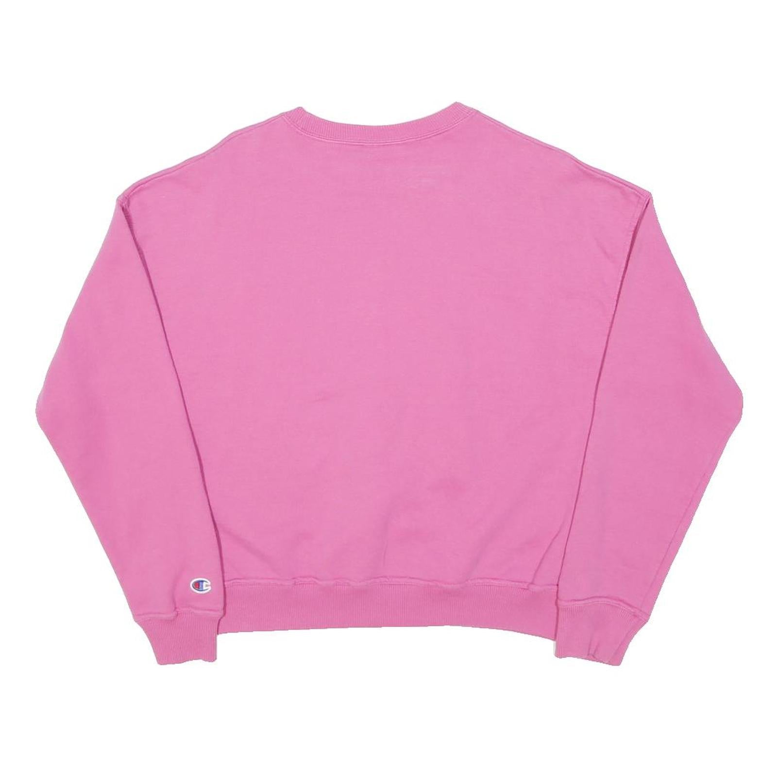 CHAMPION Mens Pink Cotton Crew Neck S Sweatshirt Logo Print Casual