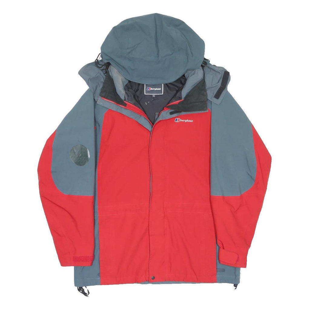 BERGHAUS Womens Red & Grey Outdoor Waterproof Jacket UK 14 Polyester Zip Hooded