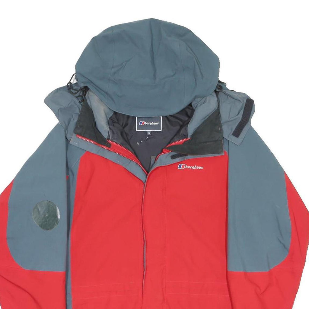BERGHAUS Womens Red & Grey Outdoor Waterproof Jacket UK 14 Polyester Zip Hooded