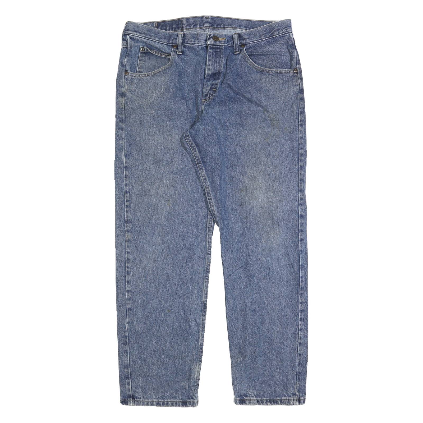 WRANGLER Mens Blue Regular Straight Denim Cotton Medium W33 L30 Zip Casual