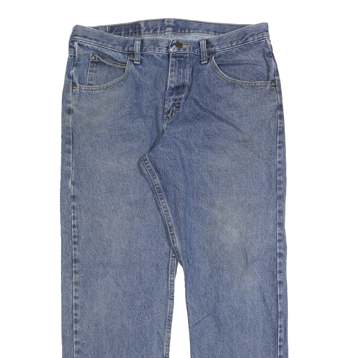 WRANGLER Mens Blue Regular Straight Denim Cotton Medium W33 L30 Zip Casual