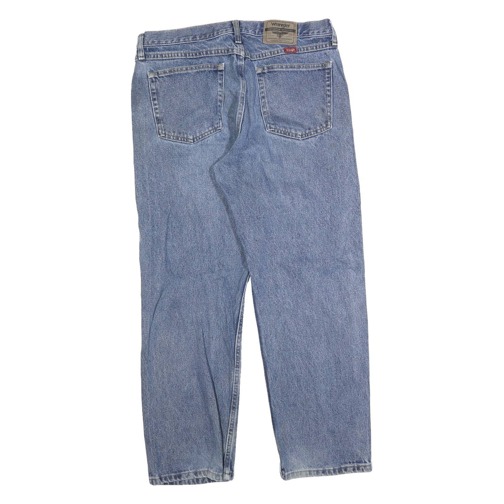 WRANGLER Mens Blue Regular Straight Denim Cotton Medium W33 L30 Zip Casual