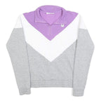FILA Womens Grey & Purple & White Sweatshirt Collared S Colourblock Cotton Blend