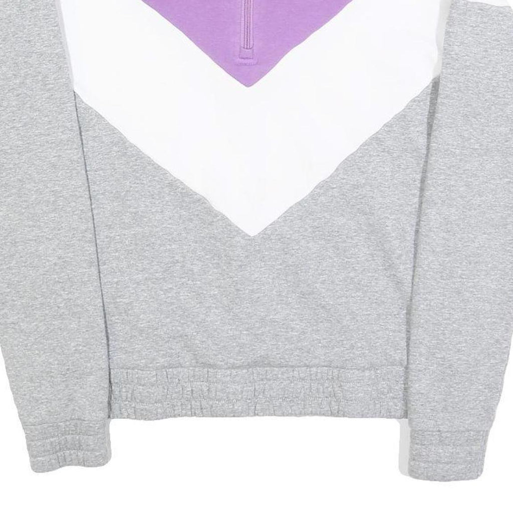 FILA Womens Grey & Purple & White Sweatshirt Collared S Colourblock Cotton Blend